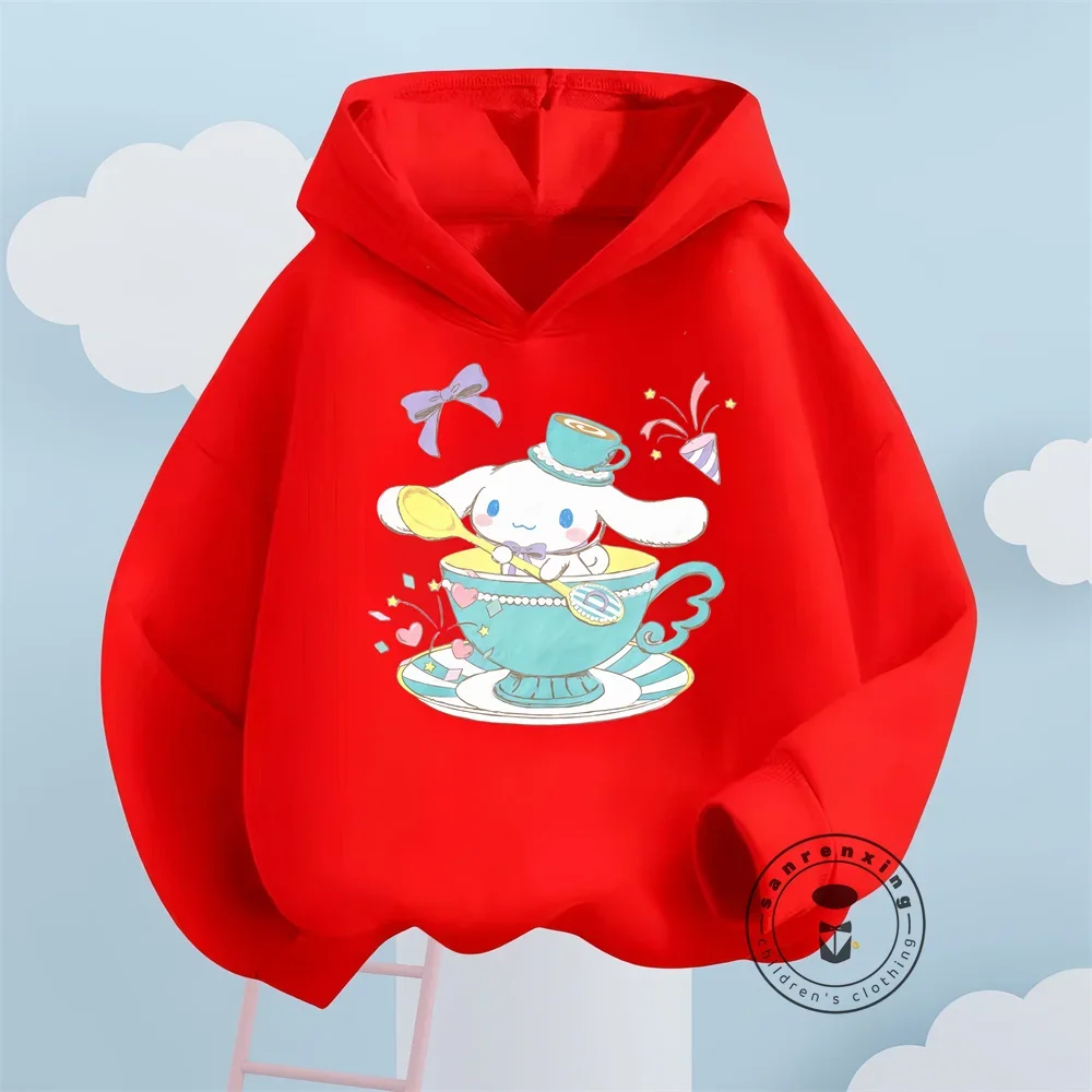 Kawaii Cinnamoroll Cartoon Sweatshirts for Boys Girls Featuring Soft Long Sleeves Anime Characters Ideal Autumn Winter Fashion