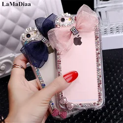 Cute Bow Glitter Bling Phone Case with Crystal Rhinestone Chain, Soft Back Cover for Samsung S23 Ultra S24 S21 S22 PLUS Note20