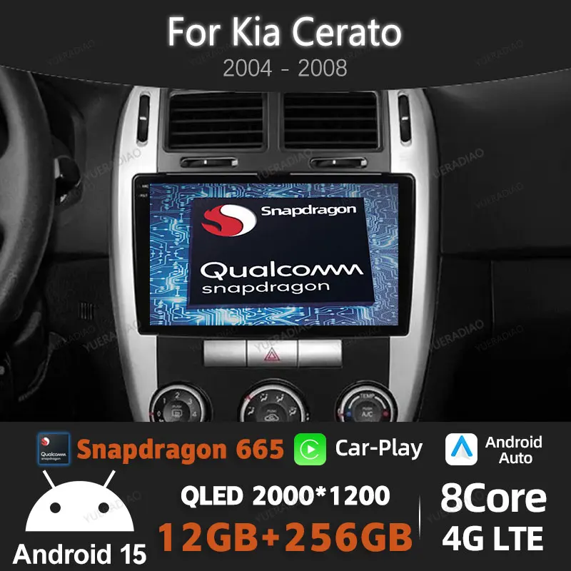 

Автомобильный радиоприемник Android 15 для Kia Cerato 1 LD 2004-2008, головное устройство GPS NAVI, мультимедийный видеоплеер QLED Qualcomm 2DIN BT 4G WIFI
