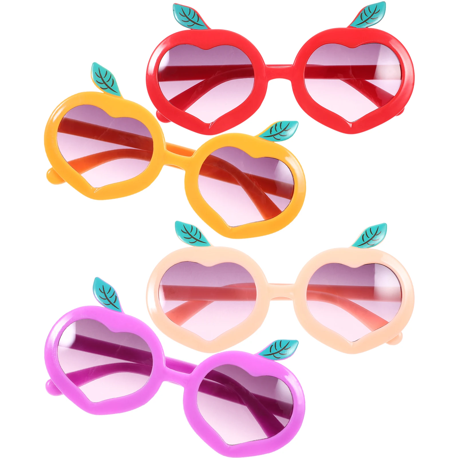 

4pcs Peach Shaped Kids Sunglasses Multicolor Plastic Child Girls Party Favor UV Protection Outdoor Sunglasses Peach Glasses