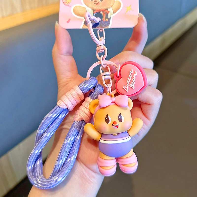 Butter Bear Keychain Tennis Cartoon Dolls ex Exquisite Bookbag