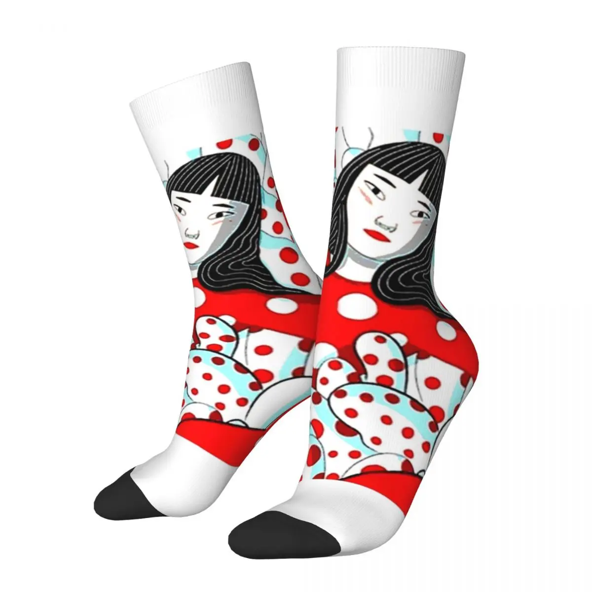 

Retro Yayoi Kusama In Red Clouds Dots Sports Socks Yayoi Kusama Art Dots Pumpkin Polka Polyester Crew Socks for Unisex Non-slip