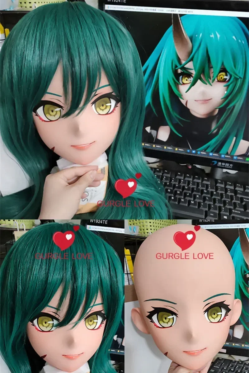 (GL32) شخصية كرتونية مخصصة من الراتنج نصف رأس فستان متقاطع للهالوين قناع كيجورومي الياباني لدور أنيمي