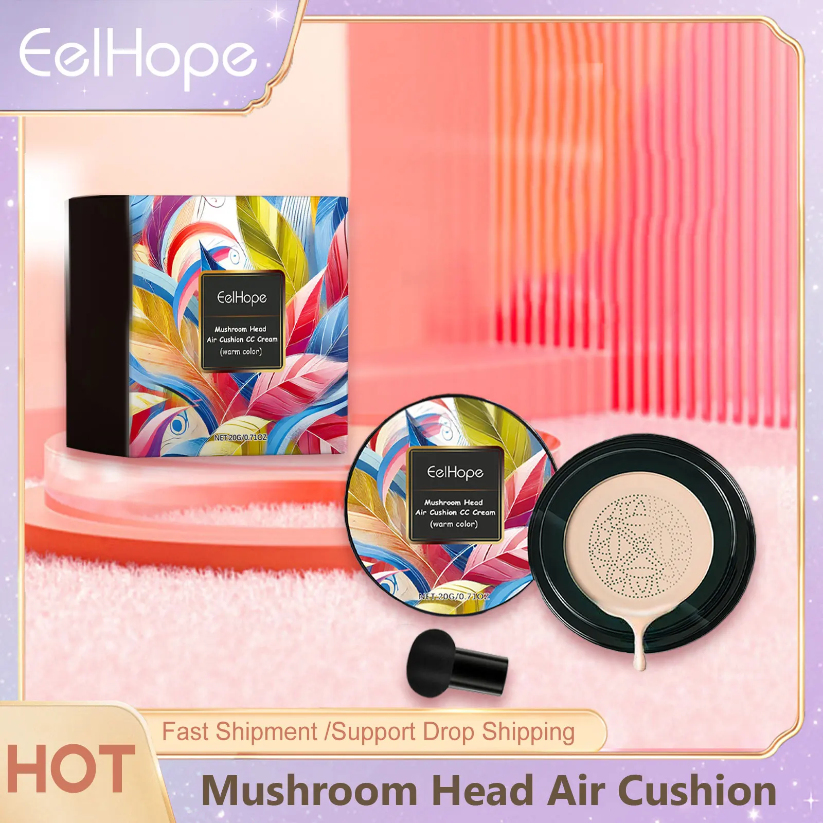 Mushroom Head Air Cushion CC BB Cream Foundation, feuchtigkeitsspendend, erhellt die Farbe, korrigierende Make-up-Basis, langanhaltender, matter Concealer