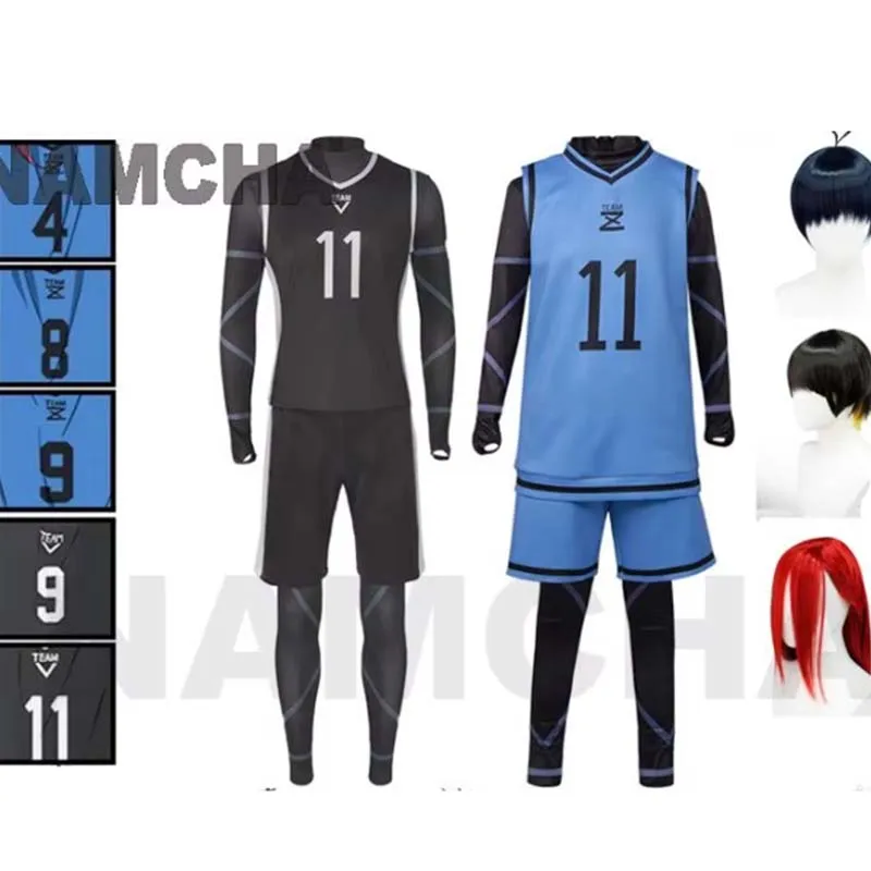 Blue Lock Anime Cosplay Costume Isagi Yoichi Nagi Chigiri Rensuke Kunigami Bachira Megur Jumpsuit Football Club Sportswear Wig