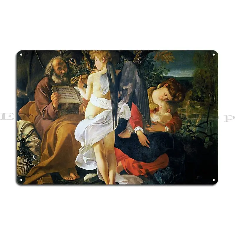 Rest On The Flight Into Egypt Metal Sign Poster Club Plaques Designing Living Room Character Tin Sign Poster