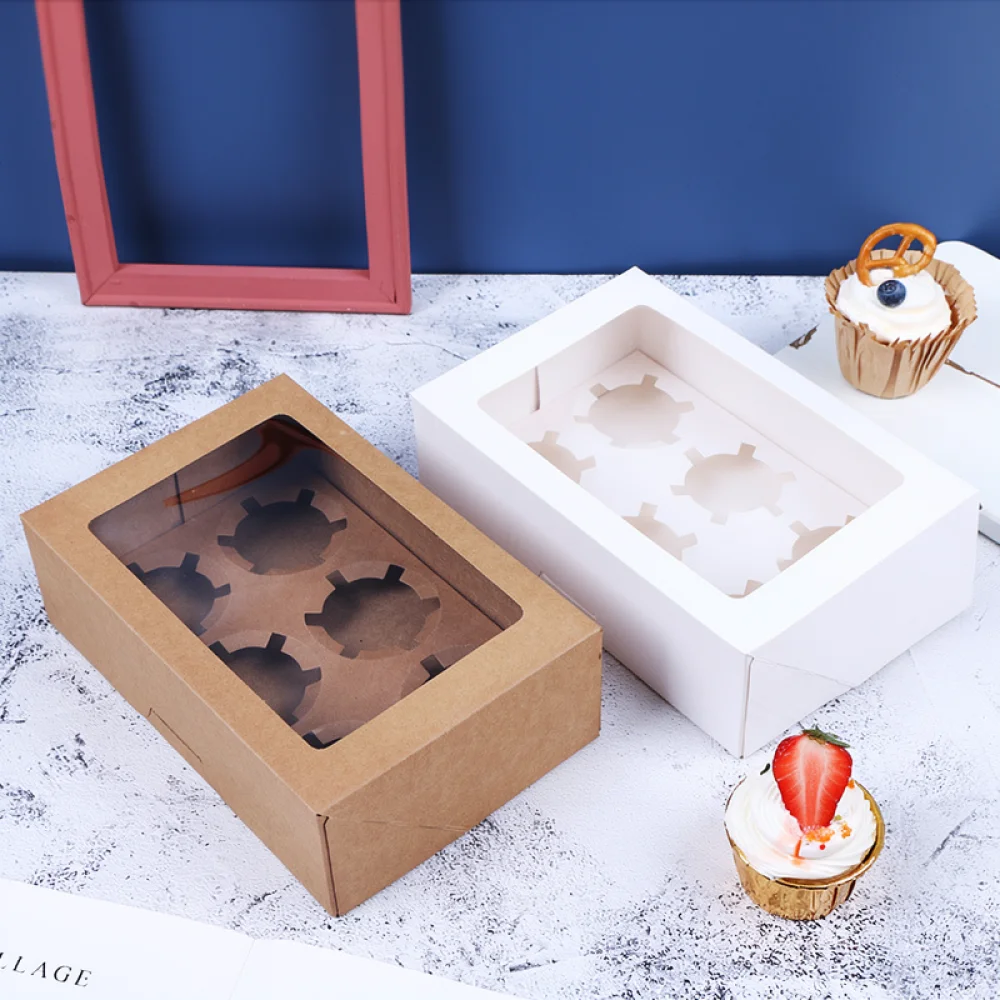 Automatic Assembly Cupcake Carrier Box Pastry Paper Container For Baking Cookies Muffins Wedding Birthday Party Food Box