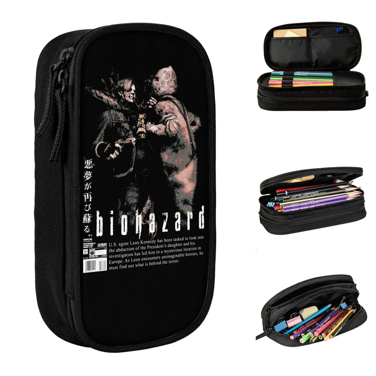 Resident Evils RE4 The Chainsaw Pencil Case Pen Box Bag Student Big Capacity School Supplies Cosmetic Pencil Pouch