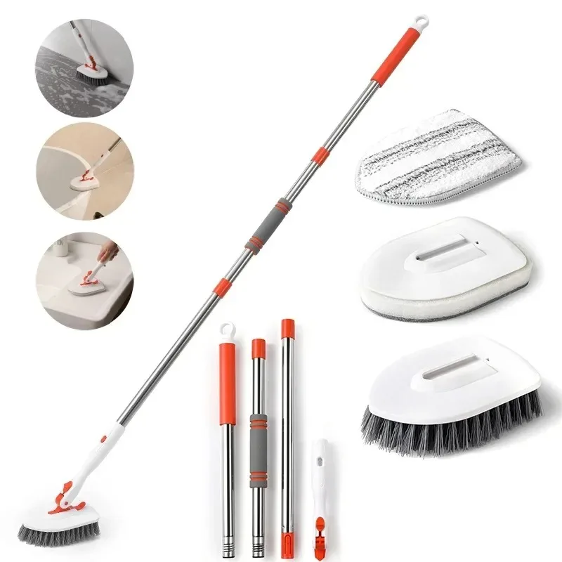 3-in-1 180° Rotating Floor Brush, Bathroom Cleaning Brush, Floor Seam Bathtub Brush, Bathroom Shower Tile Brush, Sponge Wiper