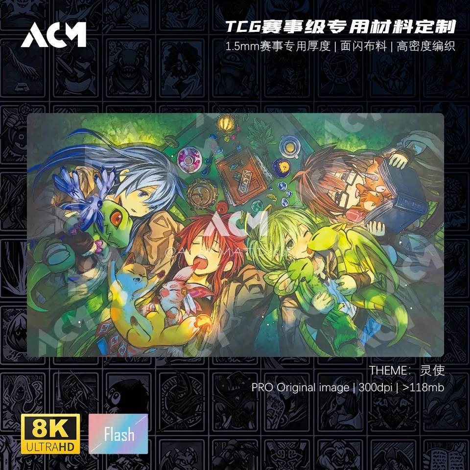 600x350mm Suitable for Yu Gi Oh! Charmer Flash Surface Playmat 1.5mmless Edge Eria The Water Charmer Single Board Game Card Pad