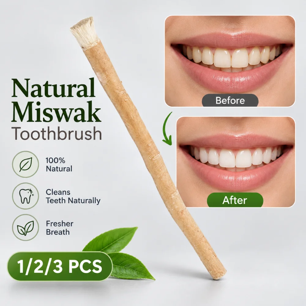 Portable Natural Miswak Toothbrush 1Pcs Traditional Siwak Manual Tooth Cleaning Stick Soft Bristles Fresh Breath Travel Care