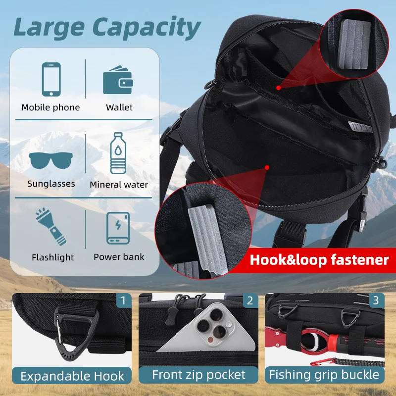 Angeln Brusttasche für Männer, Molle Taktische Weste Rucksack mit Hüftgurt Outdoor Klettern, Camping, Wandern Reisen Ausrüstung Aufbewahrung – Detail 15