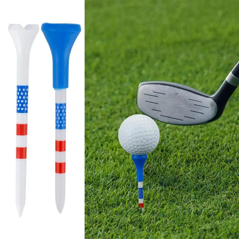 Long Golf Tees 50pcs Low Friction Golf Tees Excellent Durability And Stability Red White And Blue Patriotic Golf Tees For