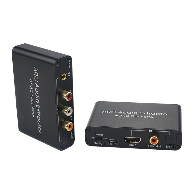 Adapter Audio łuku 192KHz ekstraktor dźwięku HDMI cyfrowe do analogowy konwerter Audio DAC SPDIF koncentryczne wyjście Jack RCA 3.5mm