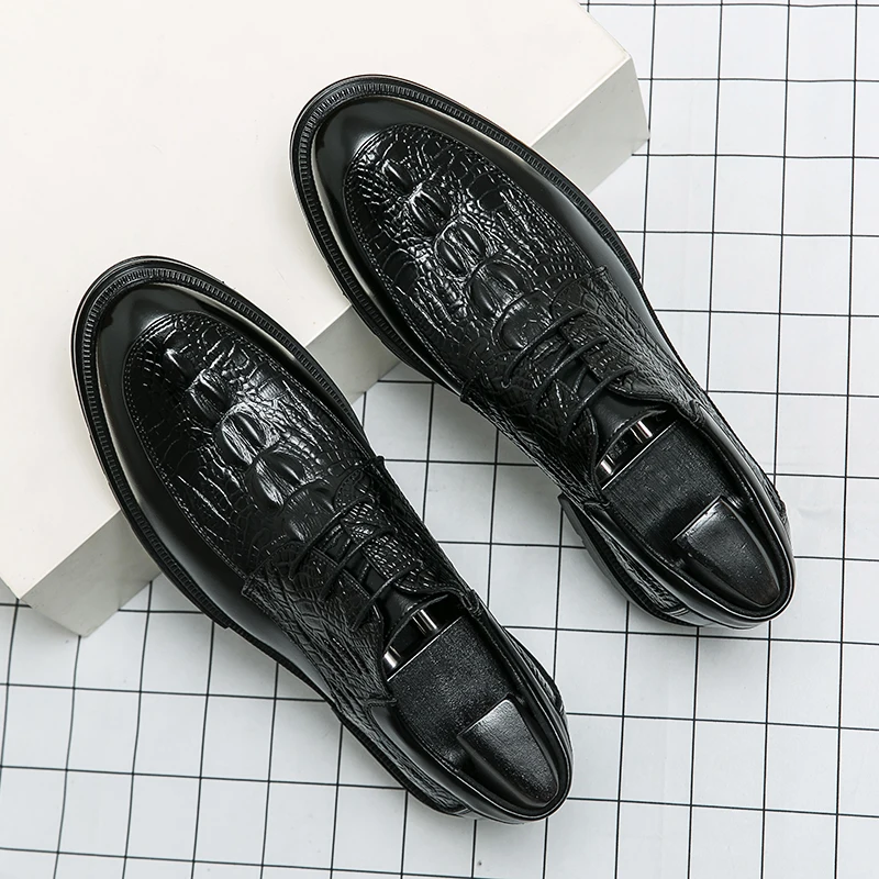 

Crocodile Pattern Business Fashionable Men Shoes Anti Slip Breathable Men Office Banquet Wedding Shoes