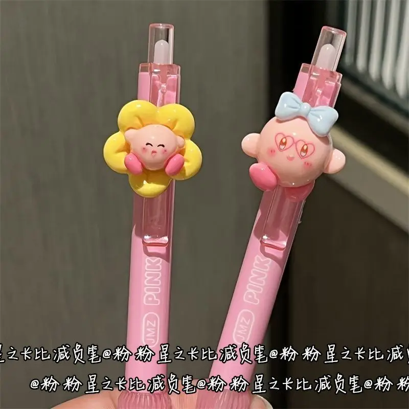Kirby gel pen, smooth black ink, student exam writing pen, cute cartoon pink click pen, reward gift for friends