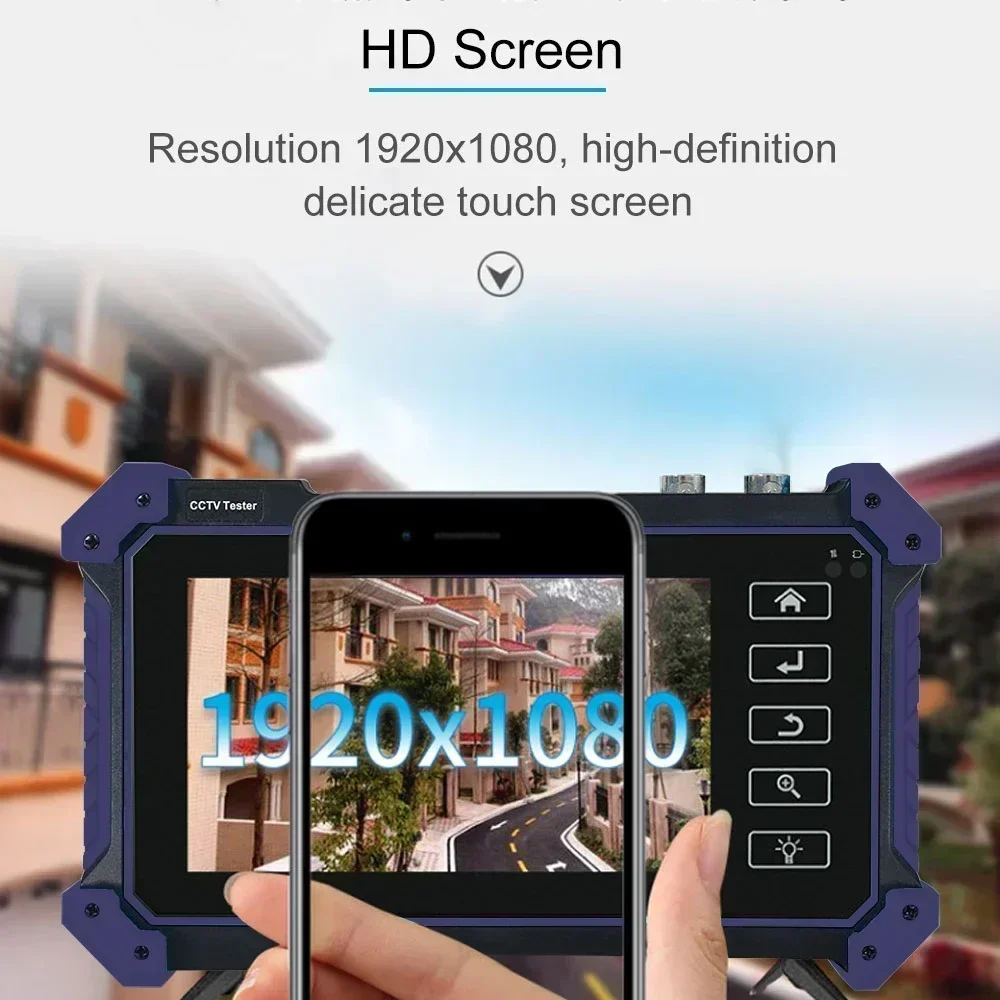 PEGATAH IPC Tester 5.0" CCTV AHD CVI TV SDI Camera Testing 4K IP Camera Tester PTZ VGA HDMI Input Cable Tracer CCTV Tester