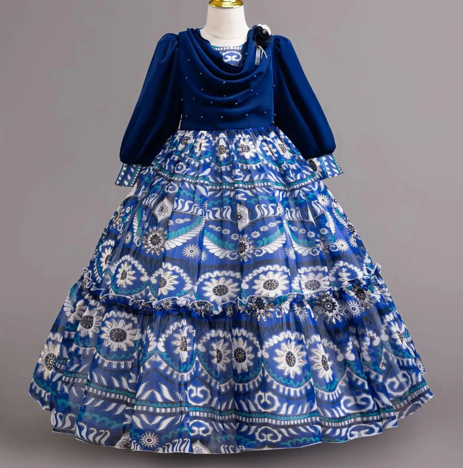 

New Children Girls Long Dress Girl Ceremonial Dresses Christmas Chiffon Kid Clothes 4 to 12T