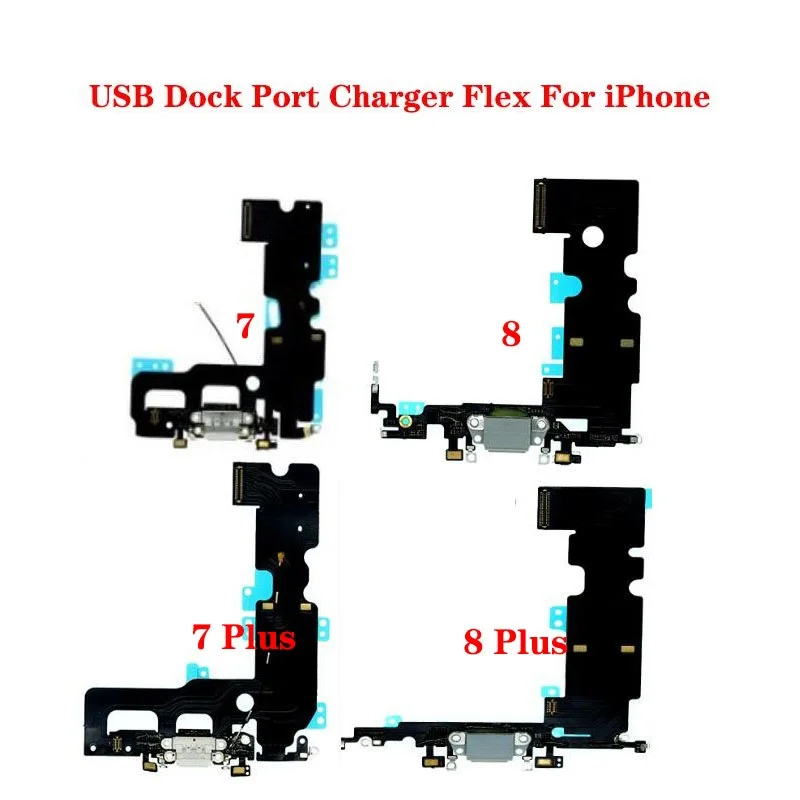 كابل شحن مرن لهاتف iPhone 7 8 Plus 7Plus 8Plus USB Dock Connector Charger Port Replacement Parts