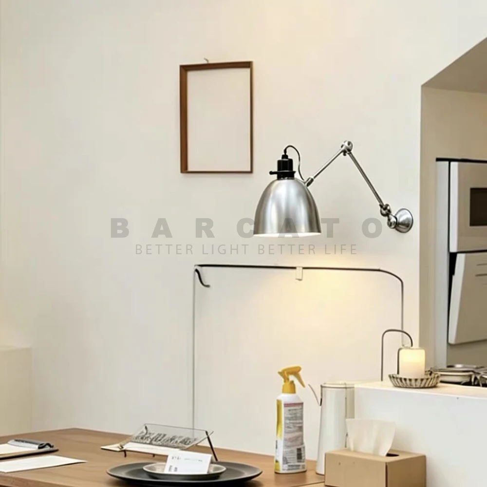 Vintage Long Swing Arm wall light Nordic Rotatable Metal Handmade LED Wall Lamp for Living Room Study Bedroom LED reading lamp