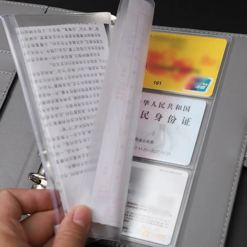 A6 12PCS Binder Pockets Binder Zipper Folders for 6-Ring Notebook Binder Waterproof PVC Leaf Pouch Document Filing Bags