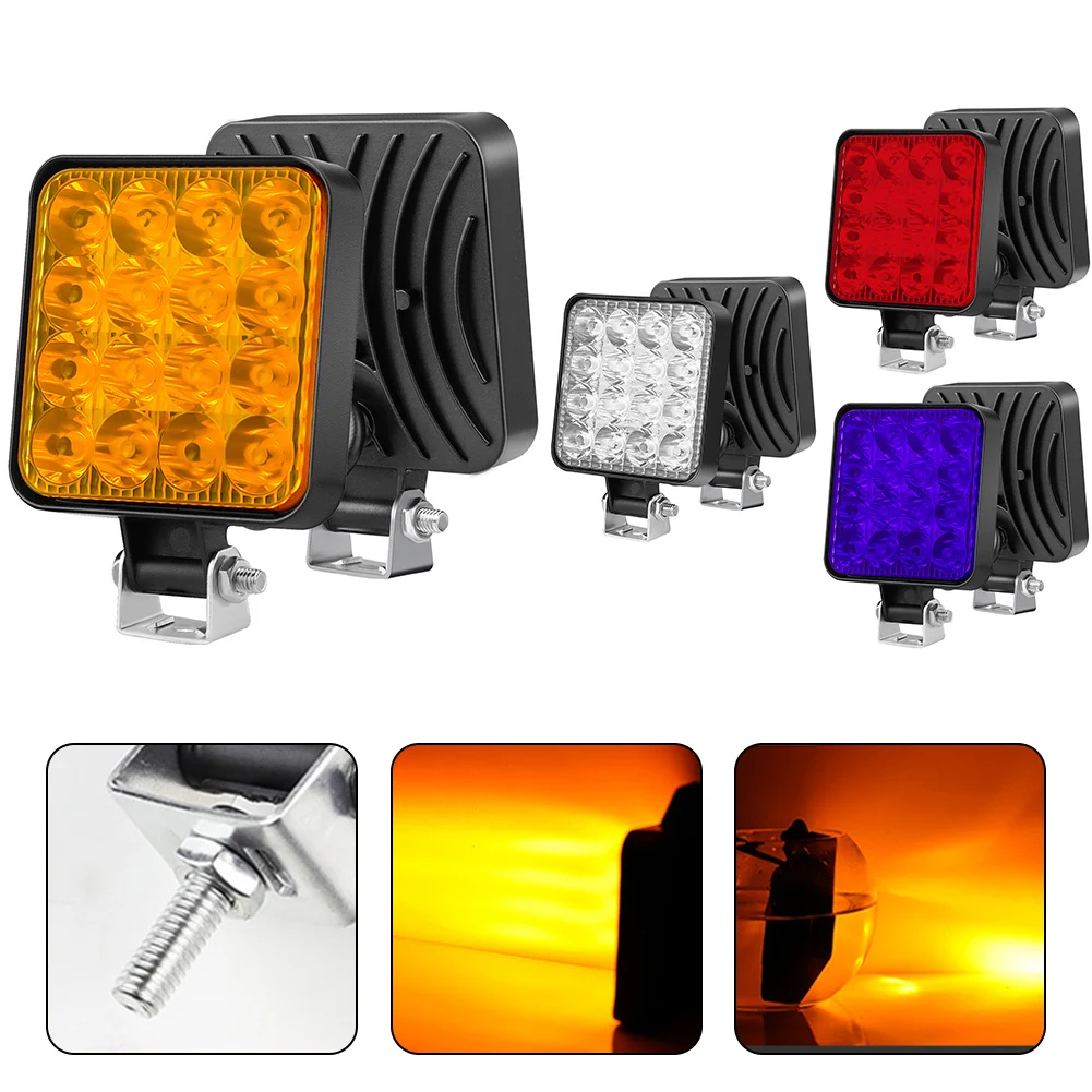 

1pc 12V Waterproof 16LED Work Light Bar Square Spotlight 48W Work Light For SUV Truck Off Road Night Driving Light