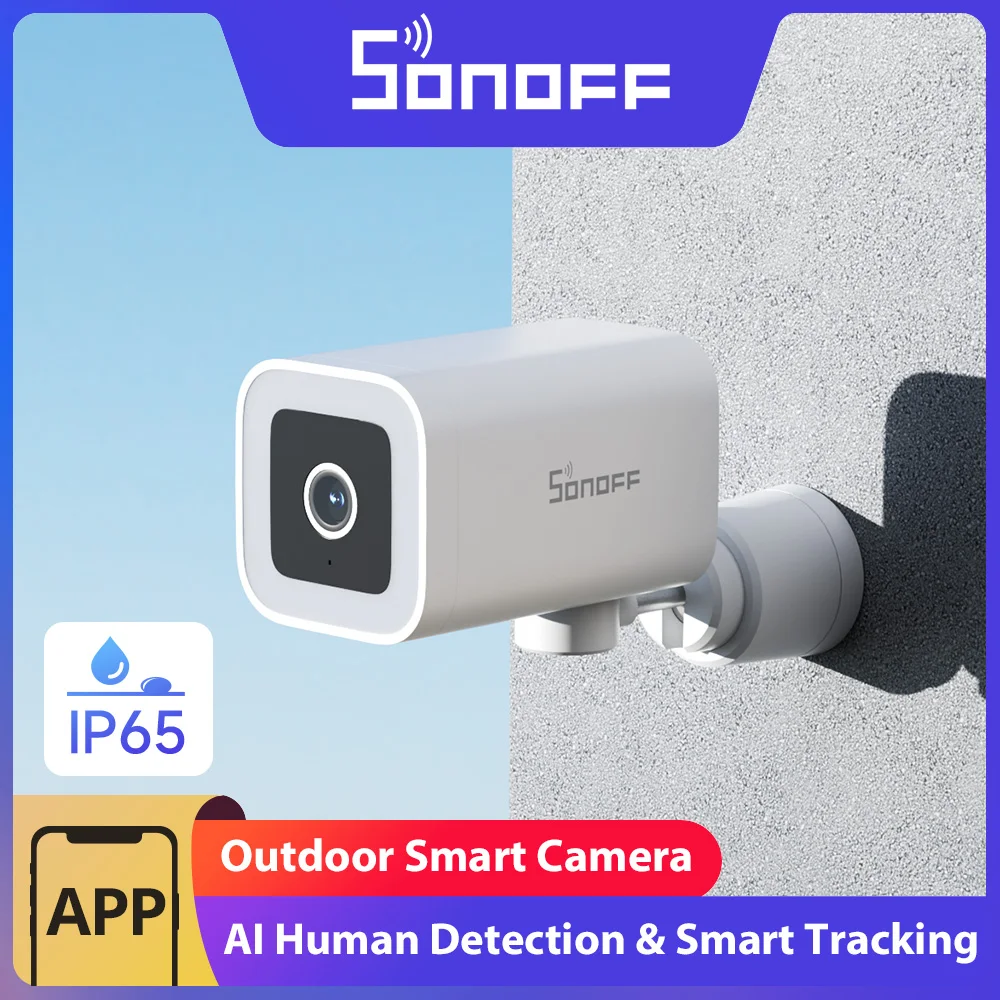 

SONOFF CAM-B1P 2K HD уличная умная камера безопасности AI Обнаружение человека IP65 Всепогодная интеллектуальная камера слежения Полноцветное ночное видение
