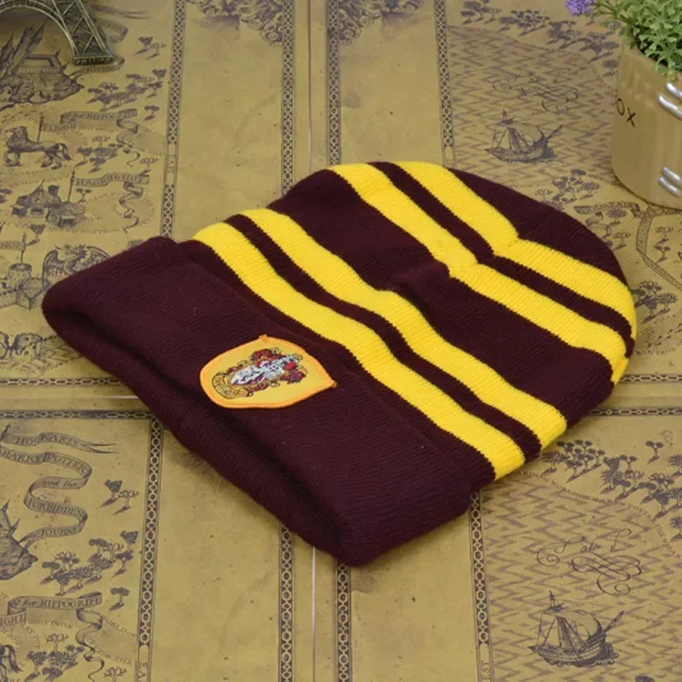 Harry Potter Embroidered Knitted Hat Hogwarts Badge Pattern Wool Cap for Women Men Winter Warm Windproof Hat Cosplay Props