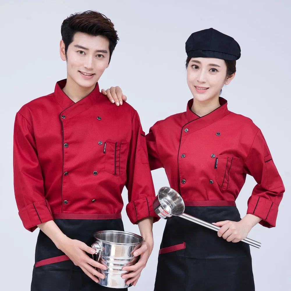 Men's Winter Chef Coat - Hotel Restaurant Uniform (Oil-Resistant, Kitchen Wear)