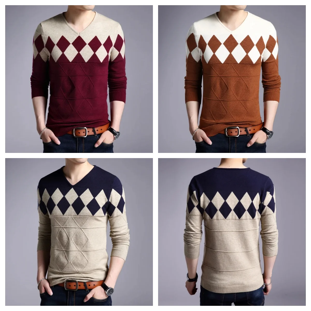 Liseaven Pullover da uomo maglione di lana di Cashmere top a maniche lunghe maglioni natalizi Pullover maschile top