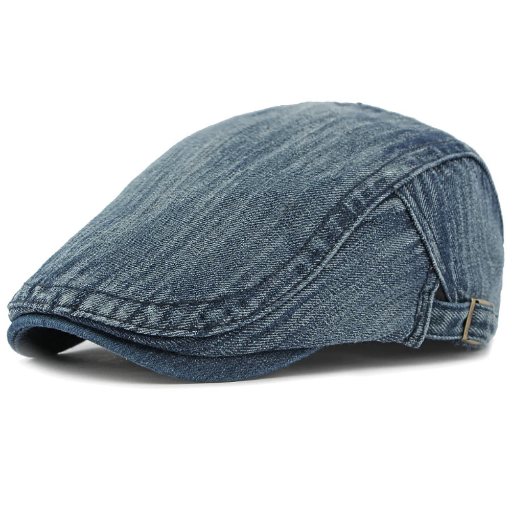 HT4765 Baskenmützen für Männer und Frauen, verstellbare Ivy-Flatcap, Retro-Künstler-Malermütze für Damen und Herren, Frühling-Sommer-Baskenmütze aus Baumwolle und Denim. – Detail 5
