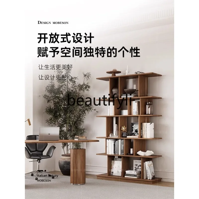

53Medieval style bookshelf shelf Solid wood creative bookcase Floor-to-ceiling display Bogu display shelf