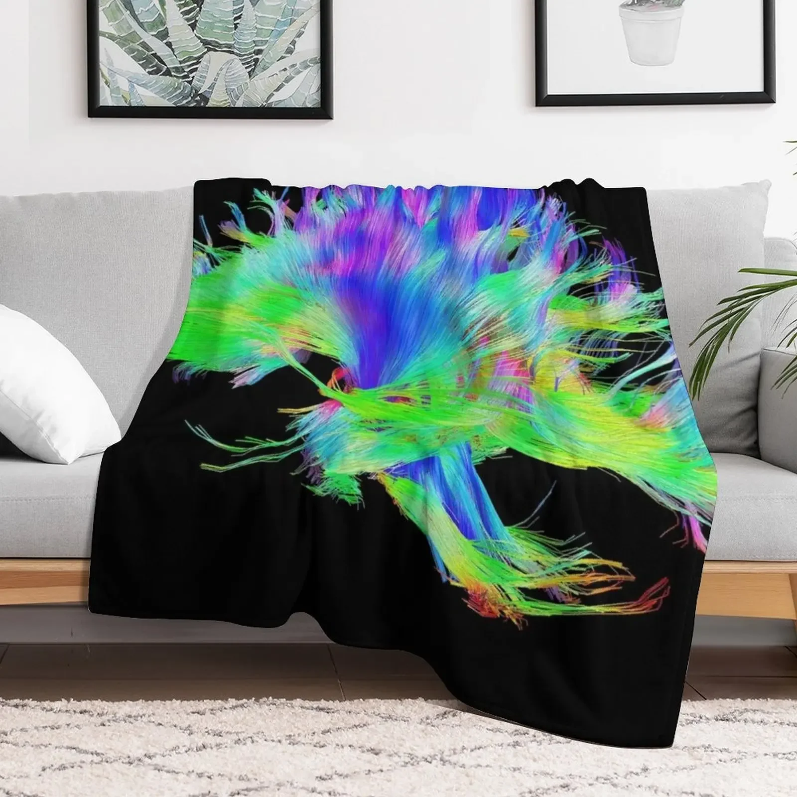 Fiber Tracts Of The Brain, Dti, Medical Imaging Scan Throw Blanket Sleeping Bag Soft Blankets