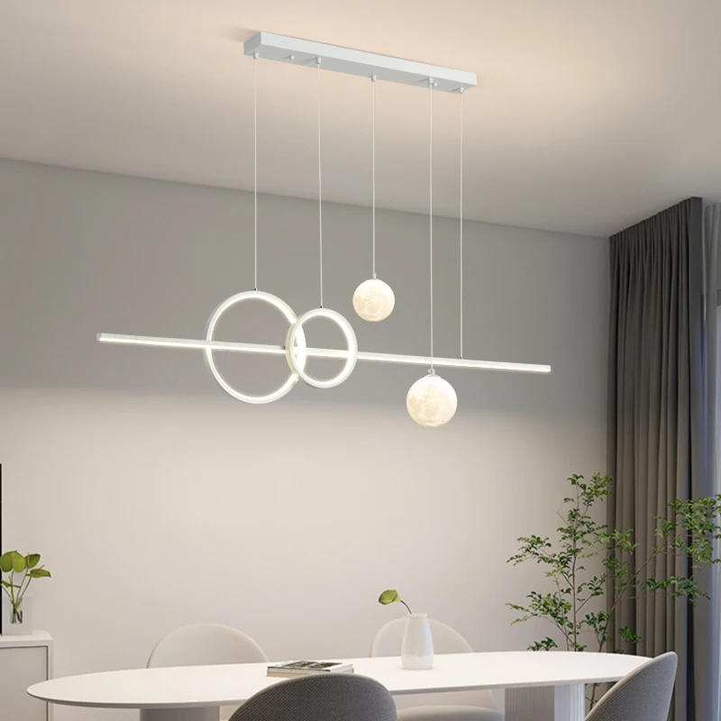 Simple Led Restaurant Pendant Lights One-Word Long Strip Modernbar Dining Table Chandelier Home Indoor Decoration Lighting Lamps