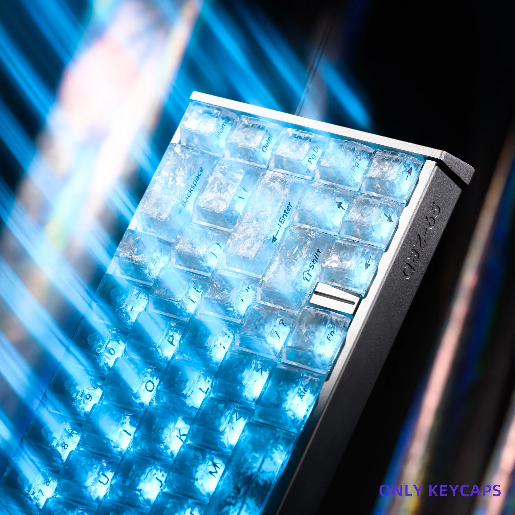 XVX Ice Forged Carbon-Look Matte Transparent Keycaps PBT Backlit Key Cap Cherry Profile Compatible with 61/68/87 Keyboard