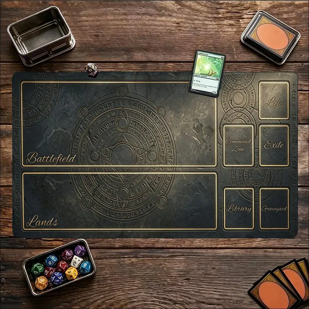 Minimalist Black Clean Card Zones Playmat Simple Pro Large TCG Gaming Desk Mat Extended Mouse Pad for Pro Competitive Gamers