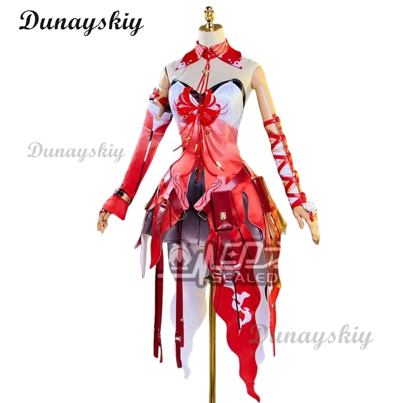 Game Wuthering Waves Phrolova Red Spider Lily Suit Gorgeous Dress Uniform Cosplay Costume Wig Halloween Party Outfit Women