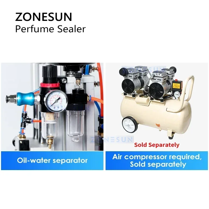 ZONESUN ZS-YG08 Pneumatic Perfume Bottle Crimping Machine Capper Sprayer Sealer Capping Machine