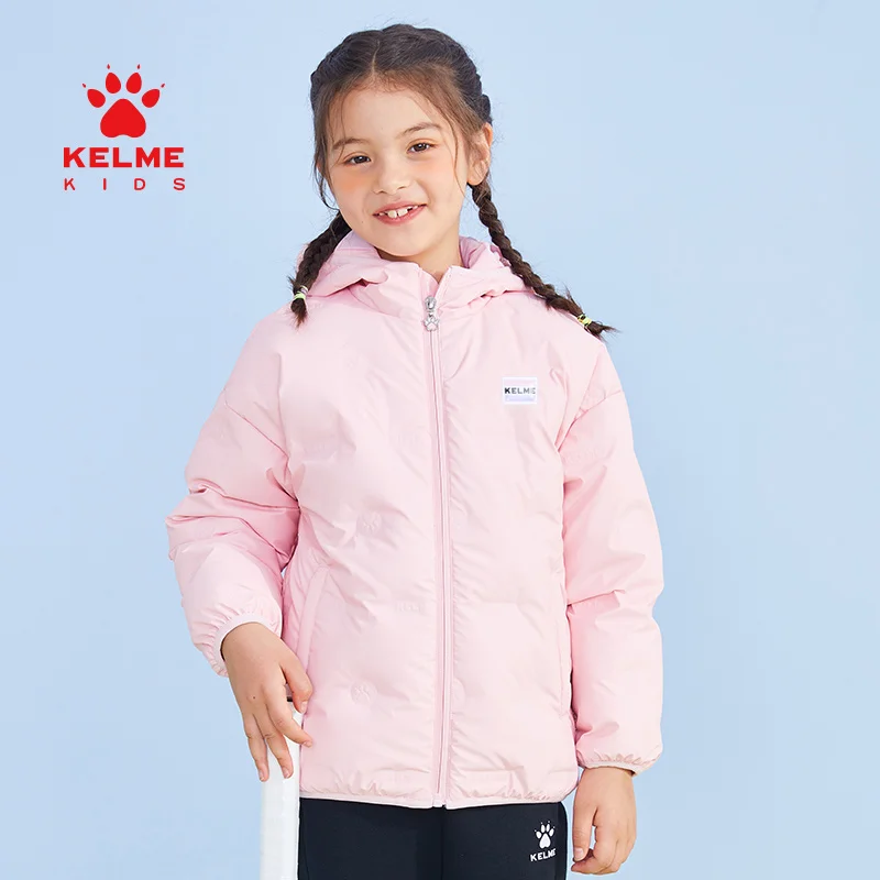 

KELME KIDS Children's Clothing Girls Sports And Leisure Warm Down Coat Hooded Zipper Coat Is Light And Warm In Winter 5141YR4071
