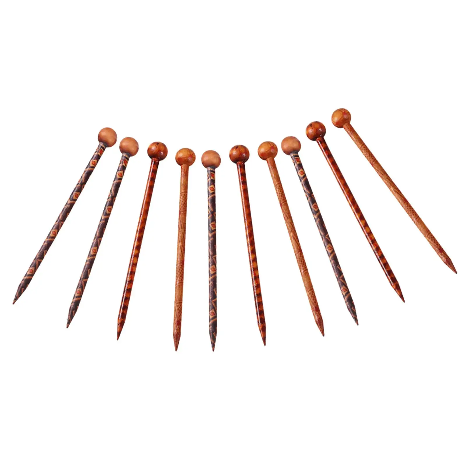 Wooden Hair Stick Classic Print Hairpin Set Hair Accessories for Hanfu Bun Bridal Vintage Chinese Style
