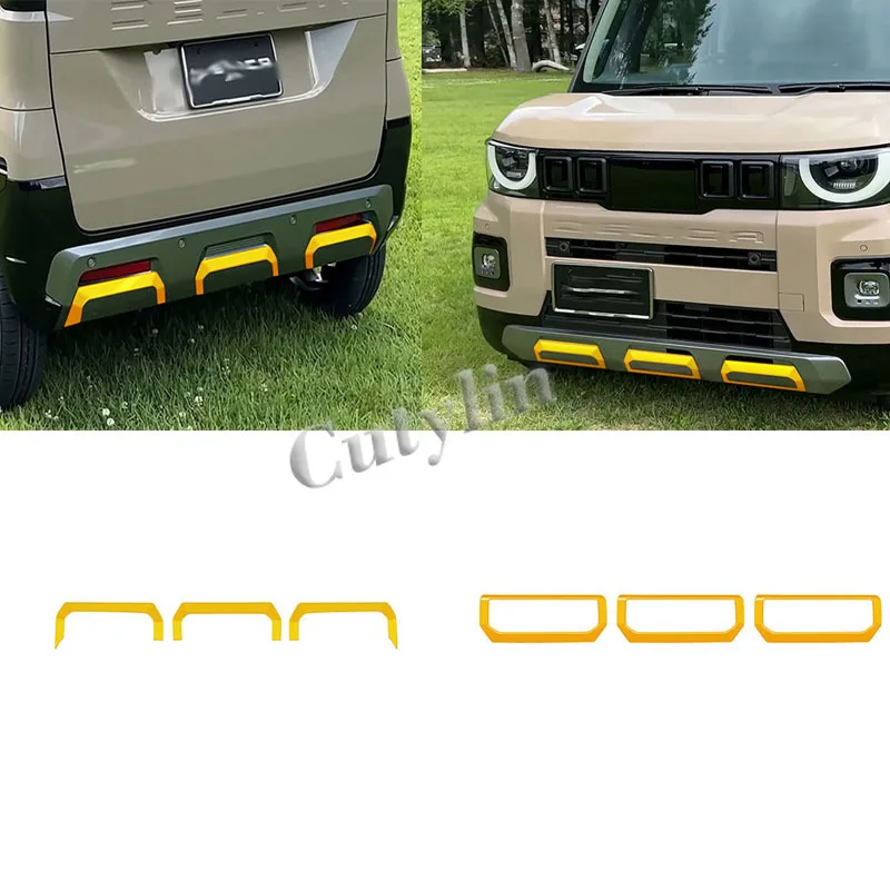 

Для Mitsubishi Delica MINI 2025 2026: Желтые накладки на передний и задний бамперы из ABS-пластика, внешняя декоративная отделка, стайлинг решетки радиатора