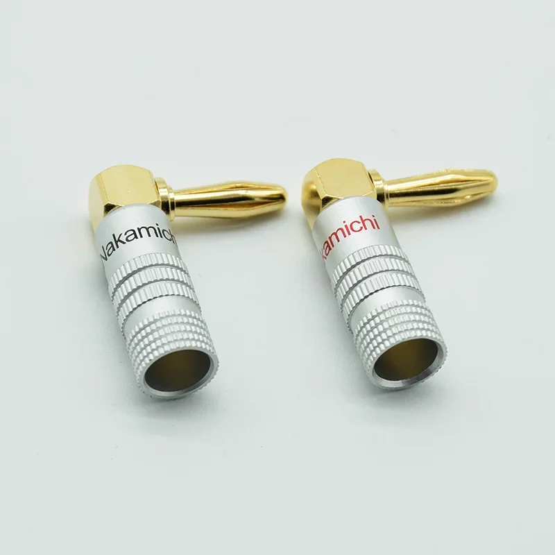 2PCS Gold-Plated 24K Banana Plugs  Right Angle 4mm Banana Plug For Video Speaker Adapter Audio Wire Cable Connector