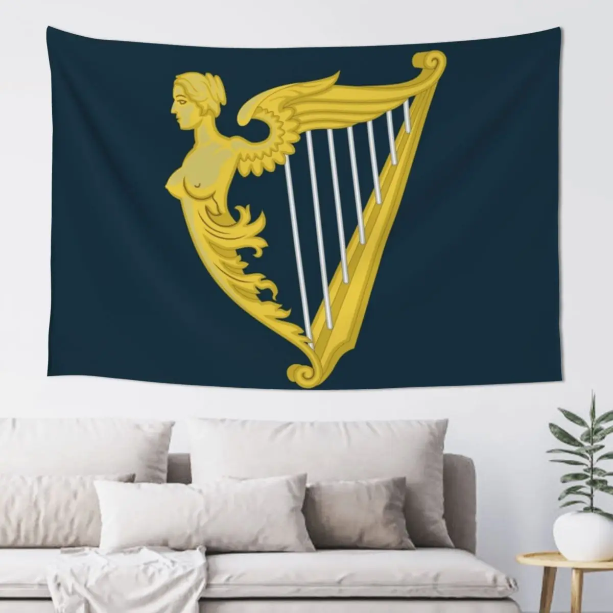 

Coat of arms Kingdom of Ireland Celtic Harp Or gold harp with silver strings on a blue background Ireland's heraldic em Tapestry