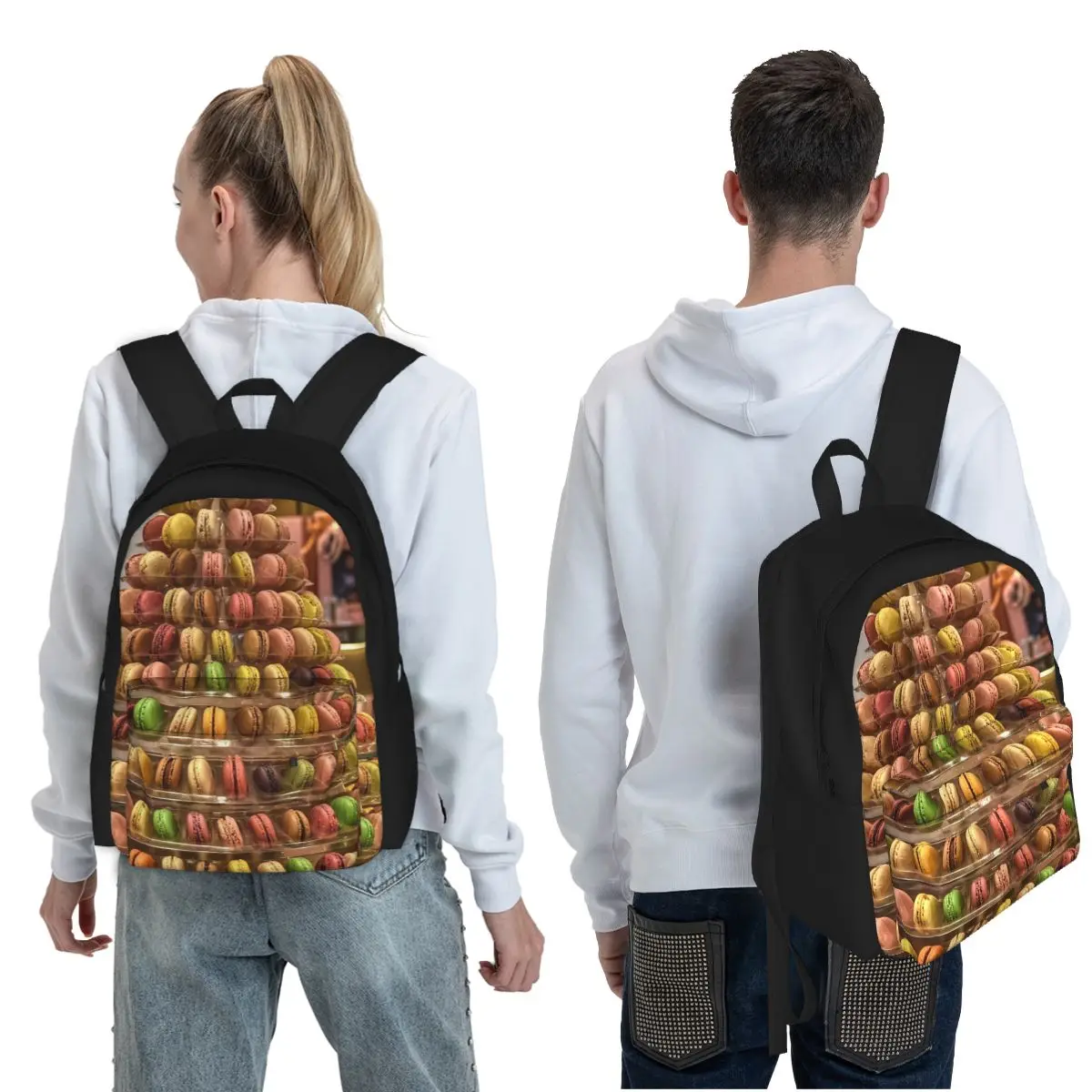 Food. French Sweet Dessert Student Backpack School Bag Hiking Travel Daypack for Boys Girls Fashion Bookbag Shoulder Bags