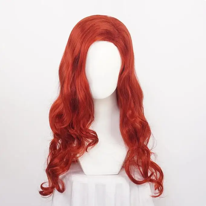 Peruca de cabelo ondulado sintético com boné de peruca grátis, Party Role Play, Pincess Red