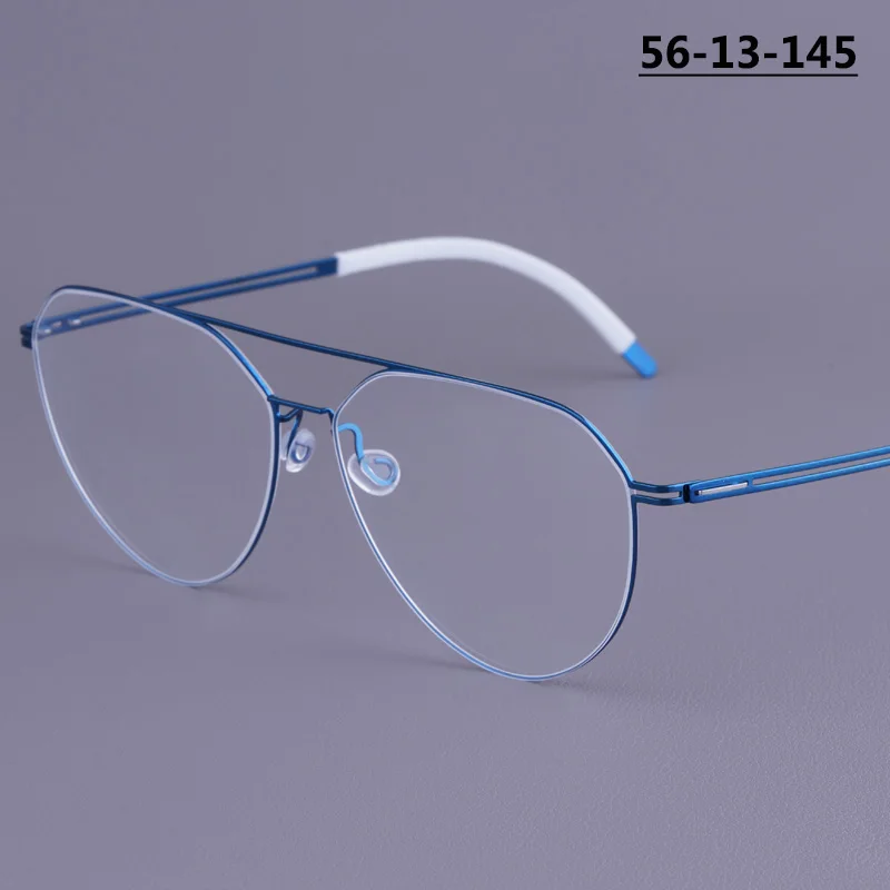 Ultraleichte Doppelbalken-Pilotenbrille V472 aus reinem Titan, schraubenlose große Brillen für Damen, Markendesign, hochwertige Sehhilfen