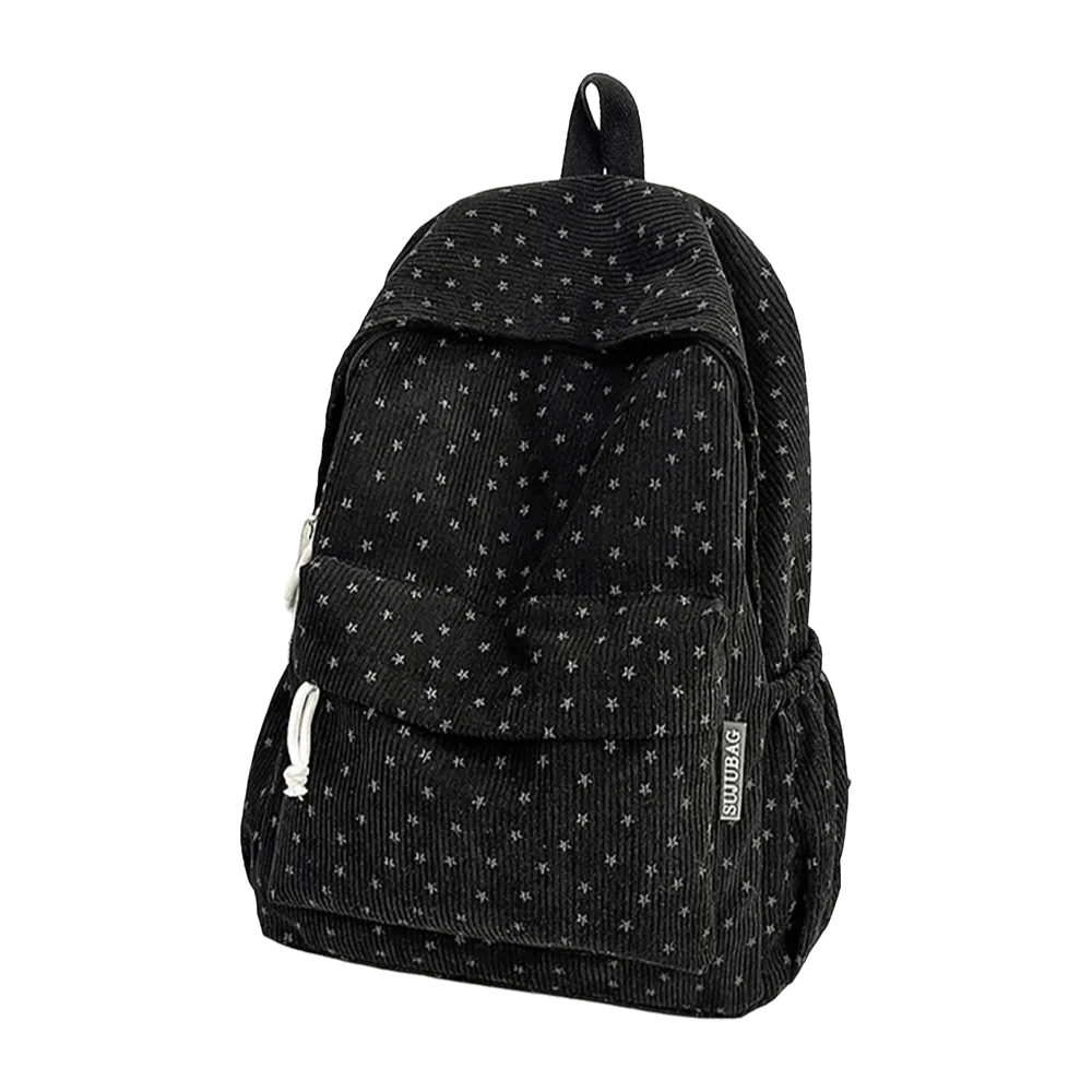 Multicolor Star Backpack Star Printed Large Capacity Lightweight School Bag Breathable Corduroy Shoulders Bag Autumn and Winter