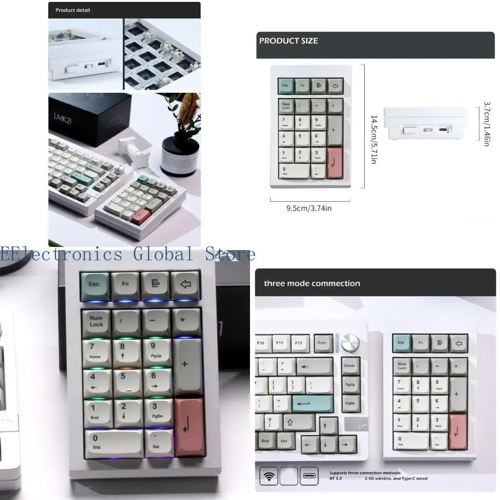 

462B LMK21 21KEYS Алюминиевая накладка клавиатурной набор перезаряжаемых численных номеров клавиатуры