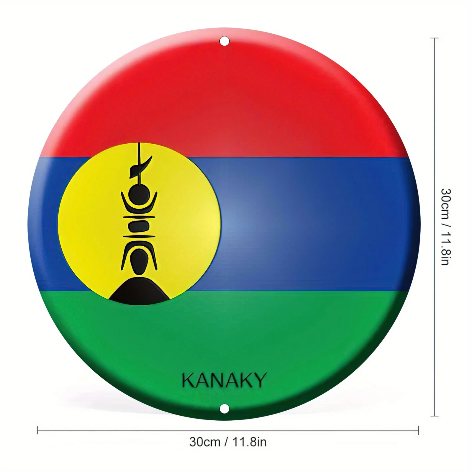 لوحة فنية جدارية معدنية مستديرة بعلم كانيكي ثنائية الأبعاد - لافتة قصدير مطبوعة بالأشعة فوق البنفسجية للديكور الداخلي والخارجي، 30.48 × 30.48 سم، R