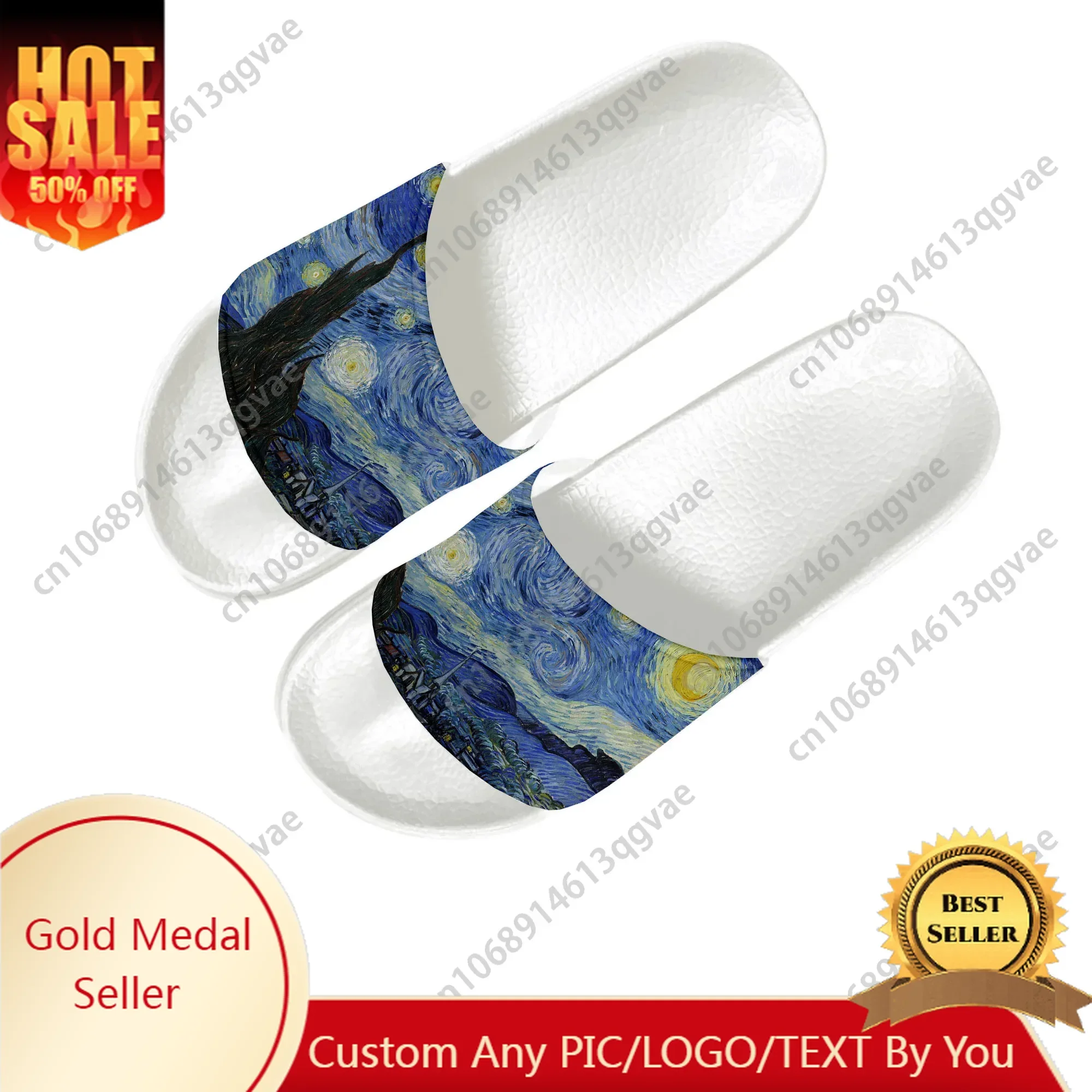 

Van Gogh Oil Paint Starry Night Slippers Home Water Shoes Men Women Teenagers Beach Pool Sandals Custom Summer Slipper